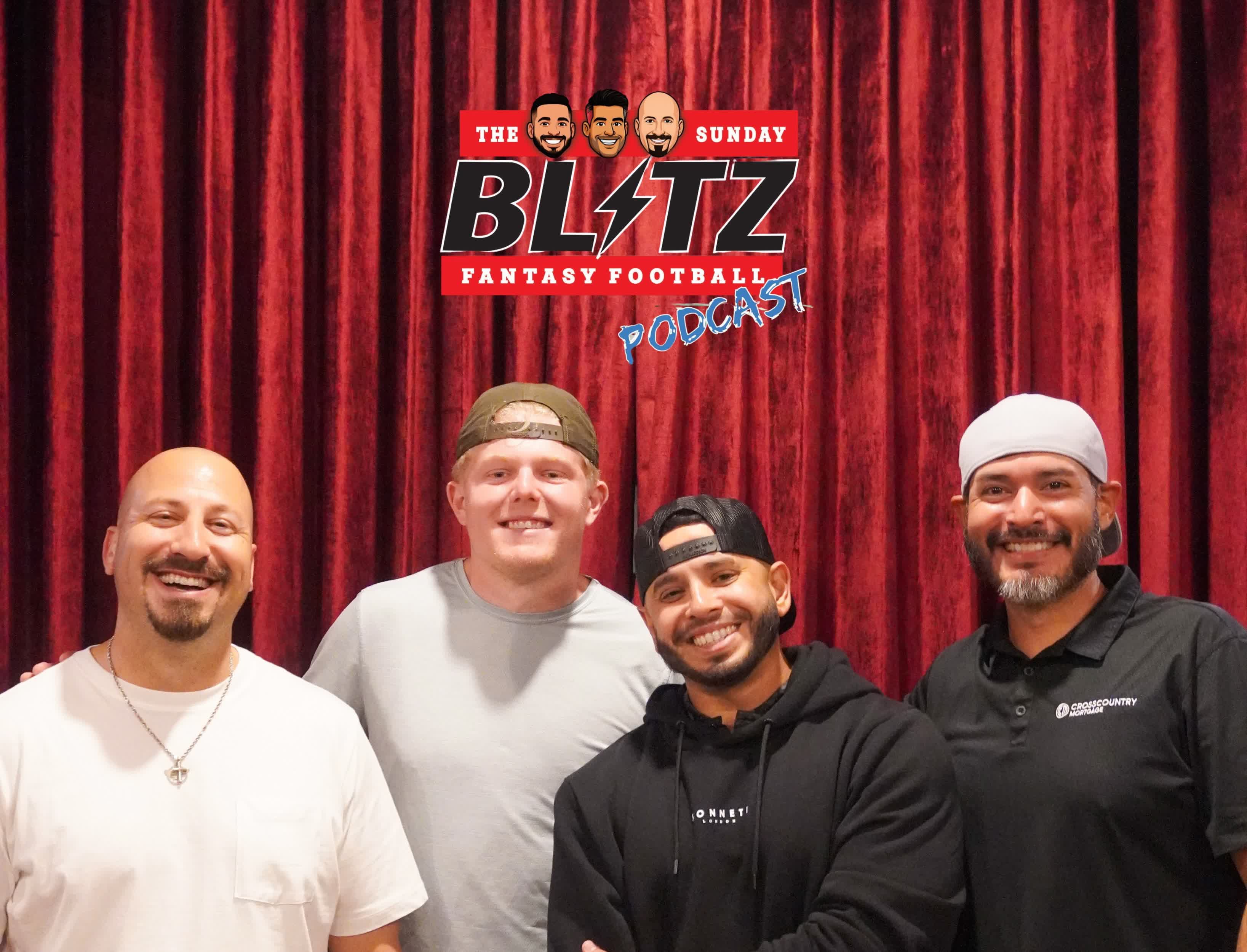 Hernan, Eddie, Jerry, and Chuck together beneath The Sunday Blitz logo.